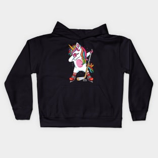 Dabbing Unicorn Ice Hockey Kids Boys Girls funny ice Hockey Kids Hoodie